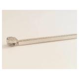 Sterling Silver 925 Long Bar Pendant with Clear Stones and Round Cluster Top Drop Charm