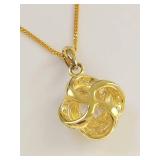 Sterling Silver 925 Gold Plated Clear Stone Knot Pendant Necklace
