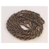 Sterling Silver 925 Rope Chain Necklace 26" Dark Patina Lobster Clasp