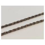 Sterling Silver 925 Rope Chain Necklace 26" Dark Patina Lobster Clasp