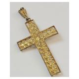 Gilt 800 Silver Filigree Marcasite Cross Pendant Large Ornate Vintage