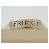 Sterling Silver 925 FRIEND Engraved Ring Size 5 Sentiment Band
