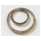 Sterling Silver 925 Double Circle Pendant with Gold-Tone Bead Accents