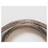 Sterling Silver 925 Double Circle Pendant with Gold-Tone Bead Accents