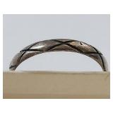 Sterling Silver 925 Criss Cross Engraved Band Ring Size 7 Minimalist Stacking Jewelry