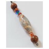 Sterling Silver Artisan Beaded Dangle Earrings Marbled Stone Goldstone Glass Drops
