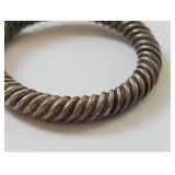 Sterling Silver Twisted Rope Circle Charm Pendant Ring With Top Loop