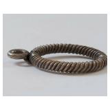 Sterling Silver Twisted Rope Circle Charm Pendant Ring With Top Loop