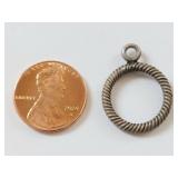 Sterling Silver Twisted Rope Circle Charm Pendant Ring With Top Loop