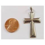 "RL" Sterling Silver 925 Cross Pendant Polished Tapered Christian Religious Charm
