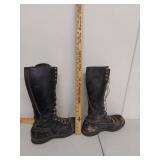 Vintage Leather Work Boots with Gauntlet Gloves - Used Condition