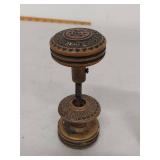 Vintage Brass Door Knob Set with Intricate Design and Mechanism