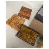 Vintage Machinist Tool Boxes Lot Standard Gage Company Tumico Wood Metal Storage Cases