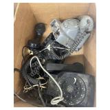 Large mixed lot vintage rotary telephones Automatic Electric Monophone plus assorted parts decor