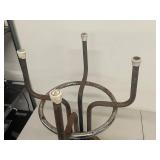 Vintage industrial metal shop stool with round padded seat rustic lab garage chair