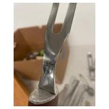 Wusthof Wood Knife Block with Assorted Stainless Kitchen Utensils Skewers Tongs Lot