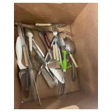 Wusthof Wood Knife Block with Assorted Stainless Kitchen Utensils Skewers Tongs Lot