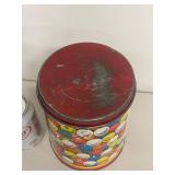 Vintage Jaw Teasers 1Â¢ Bubble Gum Advertising Store Counter Tin Canister Jar Litho