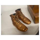 Vintage Bunny Wood Caddy, Bronzed Baby Shoes, France Cutters & Misc Kitchen Decor Lot