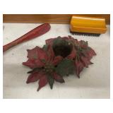 Vintage Bunny Wood Caddy, Bronzed Baby Shoes, France Cutters & Misc Kitchen Decor Lot