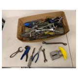 Large Mixed Hand Tool Box Lot Wrenches Pliers Screwdrivers Files Clamps Misc Garage Shop Tools