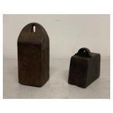 Pair Vintage Cast Iron Counterweights Industrial Farm Hardware Door or Scale Metal Weights