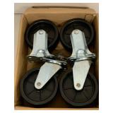 Set of 4 Heavy Duty 5" Caster Wheels, 2 Swivel Locking 2 Fixed with Mounting Screws