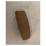 Primitive stone pestle / handheld grinding tool, brown sandstone, approx 6 inch long, rustic display