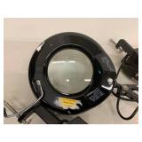Pair Black Swing Arm Magnifier Desk Lamps with Clamp Mount and Glass Lens Inspection Lights