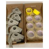 5 Handheld Packing Tape Dispensers with Clear & Yellow Shipping Tape Rolls Warehouse Supply