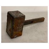 Handmade Welded Metal Hammer Sculpture with Star Design Rustic Industrial Art Decor