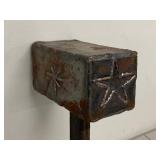Handmade Welded Metal Hammer Sculpture with Star Design Rustic Industrial Art Decor