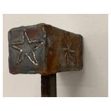 Handmade Welded Metal Hammer Sculpture with Star Design Rustic Industrial Art Decor