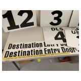 Warehouse SHIPPING RECEIVING USPS DLS numbered dock door signs and Destination Entry Door panels