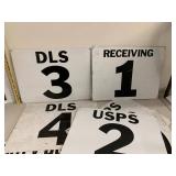 Warehouse SHIPPING RECEIVING USPS DLS numbered dock door signs and Destination Entry Door panels