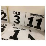 Warehouse SHIPPING RECEIVING USPS DLS numbered dock door signs and Destination Entry Door panels