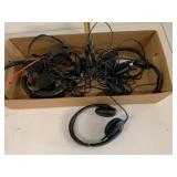 Bulk wired USB computer headsets mixed Logitech Sennheiser on-ear with mics for parts