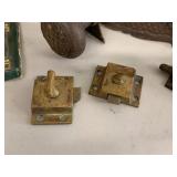 Vintage Sargent & Co Cast Iron Door Knob Set w/ Brass Surface Bolts & Hardware Lot