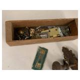 Vintage Sargent & Co Cast Iron Door Knob Set w/ Brass Surface Bolts & Hardware Lot