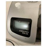 Amano PIX-55 Electronic Time Clock Recorder w/ Power Adapter Silver Office Use Unit