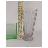 Diana Green Uranium Glass Holder & Estraus Materna Ribbed Clear Baby Formula Measuring Cup