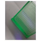 Diana Green Uranium Glass Holder & Estraus Materna Ribbed Clear Baby Formula Measuring Cup