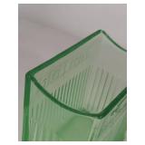 Diana Green Uranium Glass Holder & Estraus Materna Ribbed Clear Baby Formula Measuring Cup