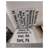 Industrial metal city/state name signs 36 x 6 in each warehouse decor Atlanta Kent York