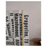 Industrial metal city/state name signs 36 x 6 in each warehouse decor Atlanta Kent York