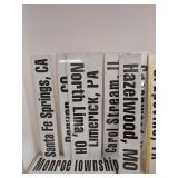 Industrial metal city/state name signs 36 x 6 in each warehouse decor Atlanta Kent York