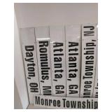 Set of 13 Spee-Dee Delivery Route Destination Metal Truck Signs City State Panels