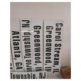 Set of 13 Spee-Dee Delivery Route Destination Metal Truck Signs City State Panels