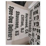 Set of 13 Spee-Dee Delivery Route Destination Metal Truck Signs City State Panels