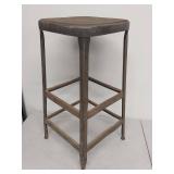 Vintage Industrial Metal Lab Workshop Stool Rustic Square Seat Heavy Duty Loft Decor